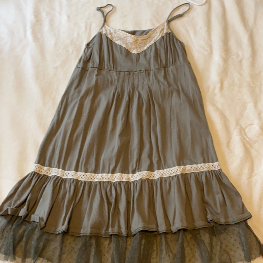 Army green spaghetti strap dress